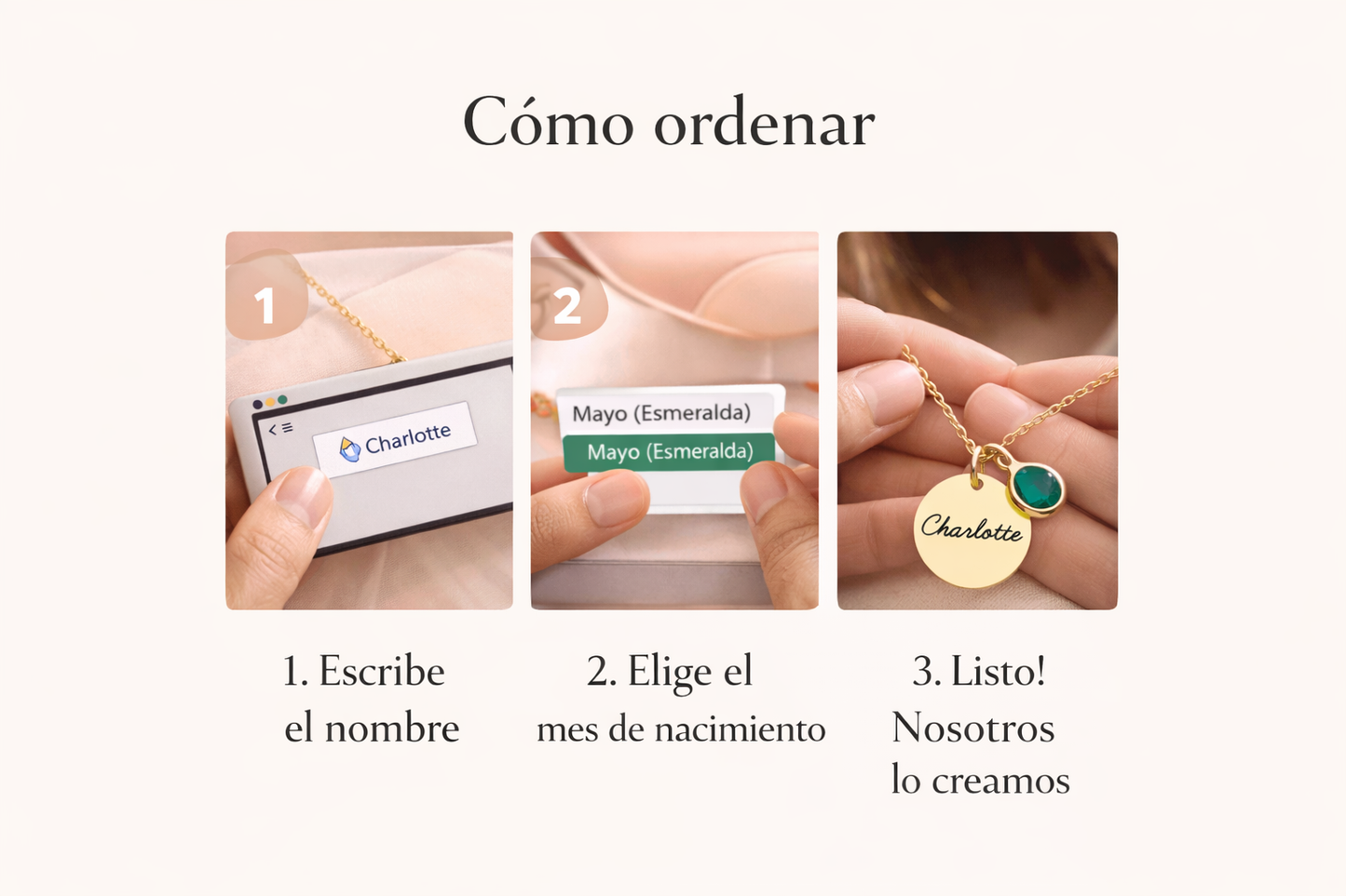 Collar Personalizado con Nombre y Piedra de Nacimiento