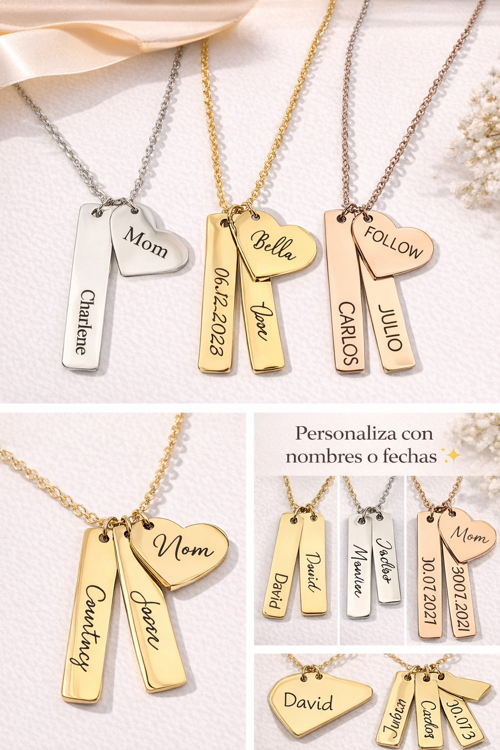 Collar Personalizado con Nombres y Placas | Regalo Familiar