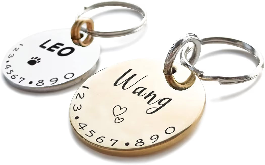 Placa Personalizada para Mascotas – Nombre y Teléfono Grabado
