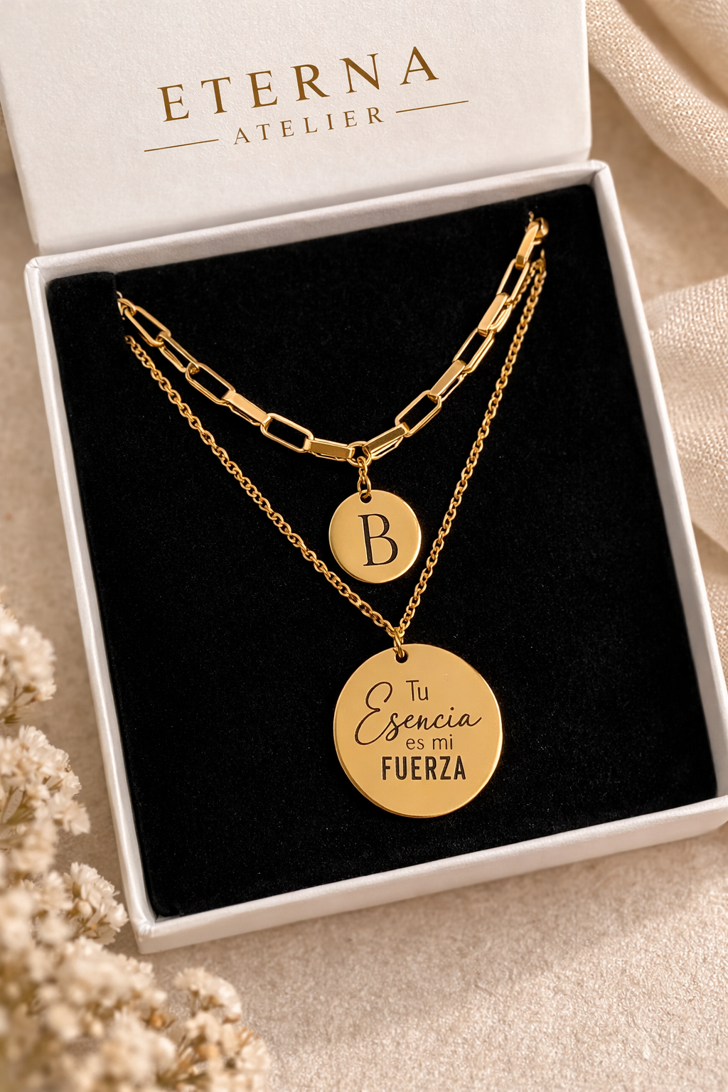 Collar Doble Personalizado con Inicial y Mensaje