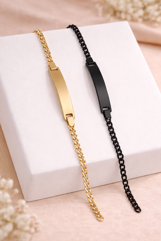 Pulsera Personalizada Tipo Placa – Grabado con Nombre o Mensaje